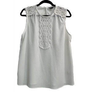 Halogen White dressy sleeveless blouse, LG